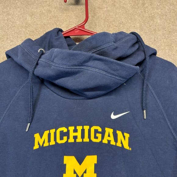 Michigan Wolverines Nike Hoodie Women's Medium Cowl Neck Pullover Navy - Picture 2 of 12